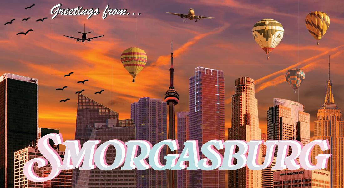 postcard inspired picture of a city